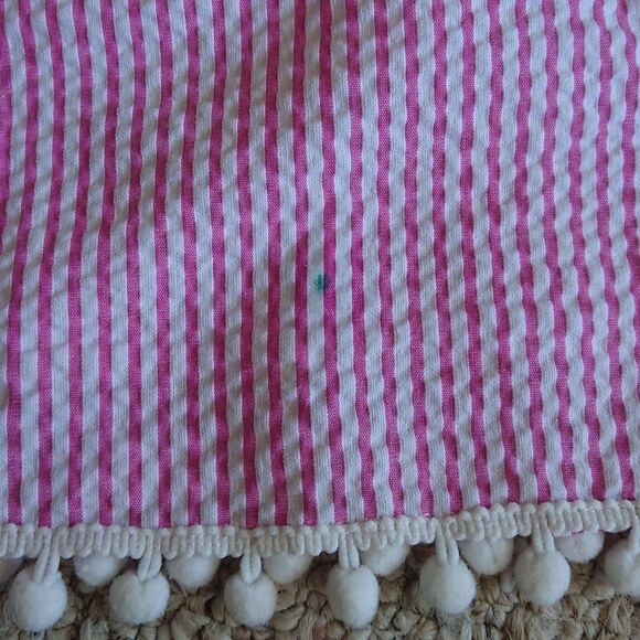 RARE EDITIONS Toddler Girls Pink & White Striped Dress with Pom Pom Trim size 5T - Picture 10 of 10